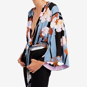 Free People Floral Kimono Wrap Top